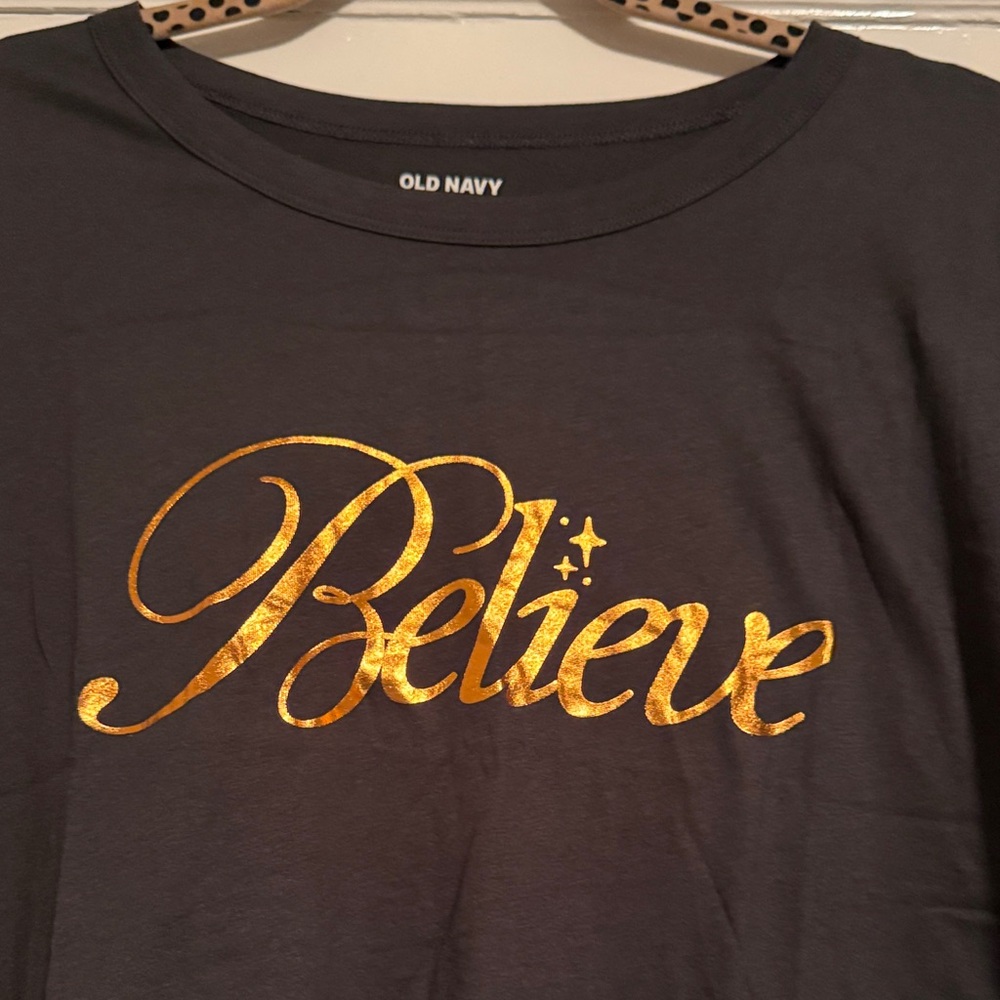 Old Navy Charcoal Tee with Gold Script